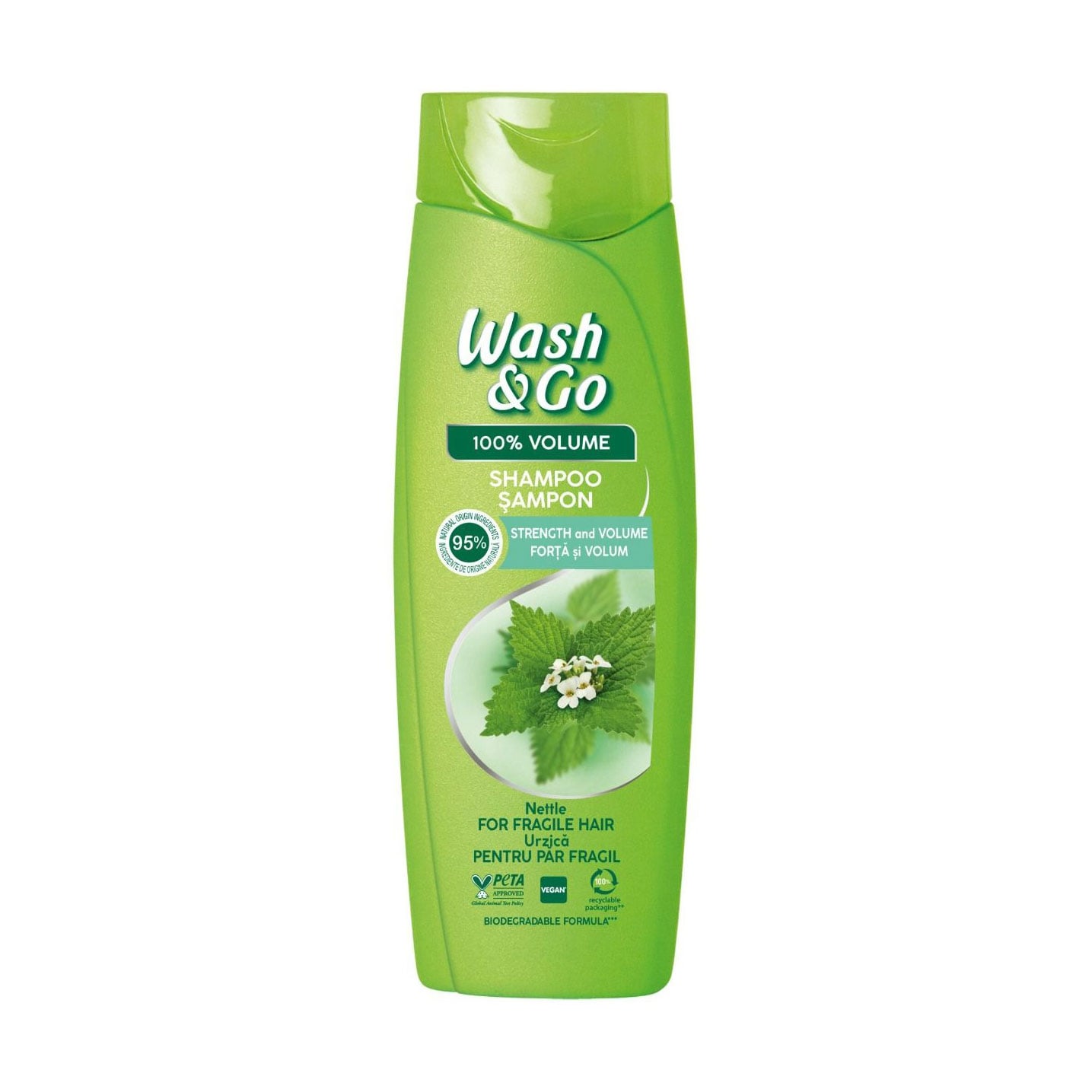 Шампунь Wash&amp;Go для ламкого волосся, з екстрактом кропиви, 360 мл